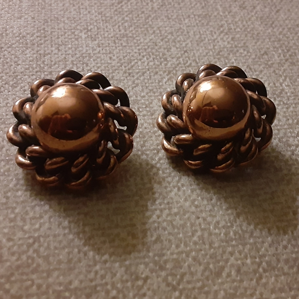 Bergere Copper Clip On Earrings